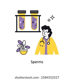 Sperms Concept vector illustration.  isolated on white Background. 