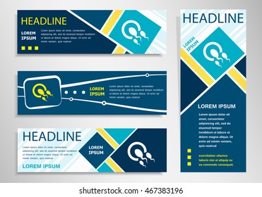 Sperms and egg icon on horizontal and vertical banner. Sperms and egg symbol abstract banner, flyer design template.