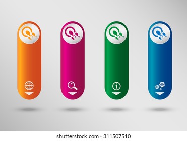 Sperms and egg icon on vertical infographic design template, can be used for workflow layout, web design. 