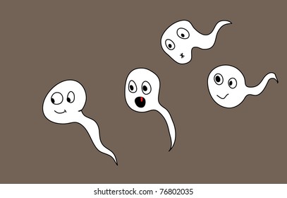 Sperms. Funny cartoon illustration.