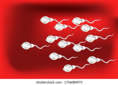 Sperms graphic illustration design 3d render vector art with red background.