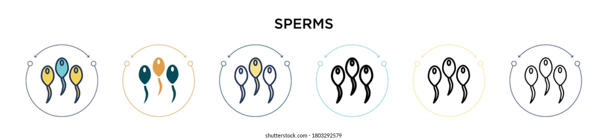 Sperms icon in filled, thin line, outline and stroke style. Vector illustration of two colored and black sperms vector icons designs can be used for mobile, ui, web