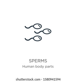 Sperms icon. Thin linear sperms outline icon isolated on white background from human body parts collection. Line vector sign, symbol for web and mobile