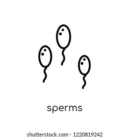 Sperms icon. Trendy modern flat linear vector Sperms icon on white background from thin line Human Body Parts collection, editable outline stroke vector illustration