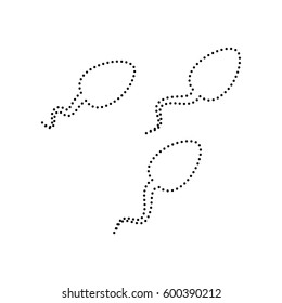 Sperms sign illustration. Vector. Black dotted icon on white background. Isolated.