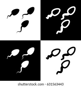 Sperms sign illustration. Vector. Black and white icons and line icon on chess board.