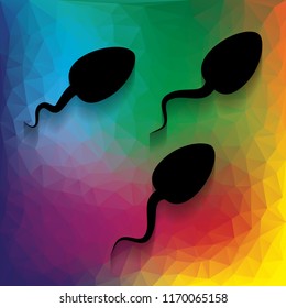 Sperms sign illustration. Vector. Flat style black icon on white.