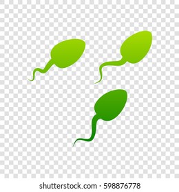 Sperms sign illustration. Vector. Green gradient icon on transparent background.