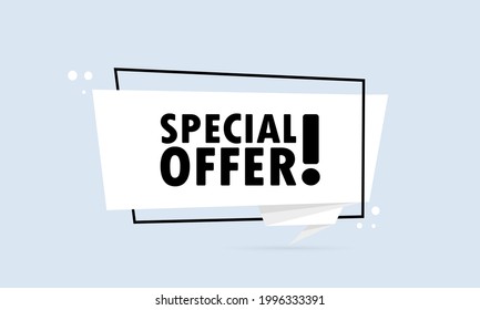 Spesial offer. Origami style speech bubble banner. Poster with text Spesial offer. Sticker design template. Vector EPS 10. Isolated on background