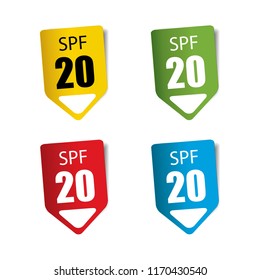 Spf 20 Realistic,Sticker and Tag set-vector illustration