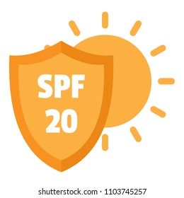 Spf 20 uv logo. Flat illustration of spf 20 uv vector logo for web design