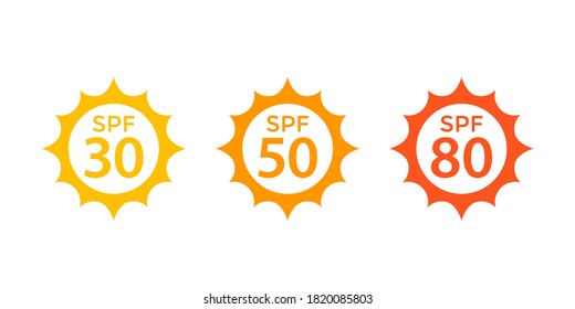 Spf 30, 50, 80, Sun, UV Protection, Vector Icons