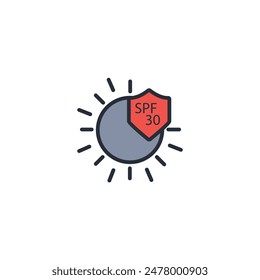 SPF 30 icon. vector.Editable stroke.linear style sign for use web design,logo.Symbol illustration.
