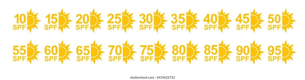 SPF 50 icon. Sun protection for skin. UVA UVB sunscreen protection. SPF icon for or skin cosmetics packaging. Vector