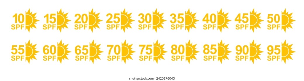 SPF 50 icon. Sun protection for skin. UVA UVB sunscreen protection. SPF icon for or skin cosmetics packaging. Vector