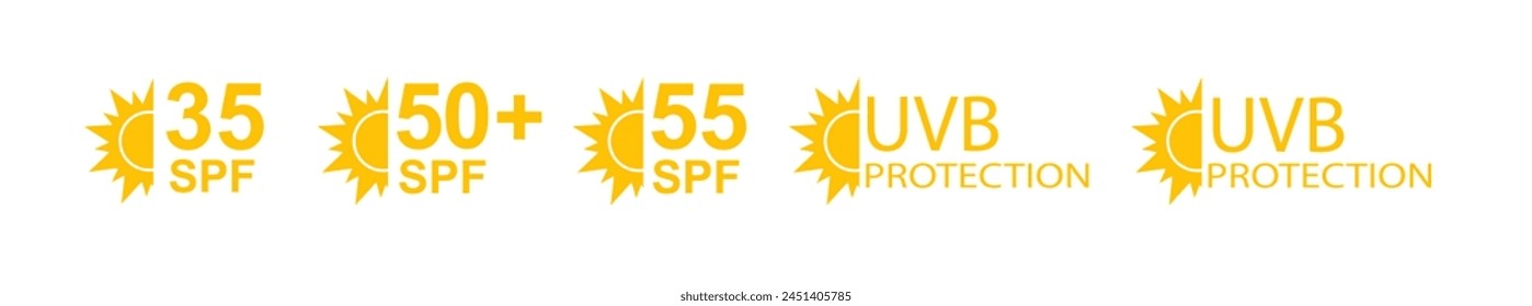 SPF 50 icon. Sun protection for skin. UVA UVB sunscreen protection. SPF icon for or skin cosmetics packaging. Vector