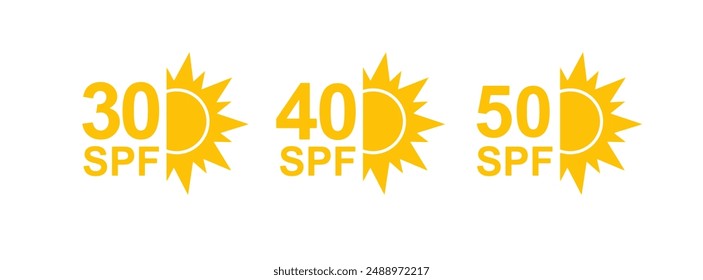 SPF 50 icon. Sun protection for skin. UVA UVB sunscreen protection. SPF icon for or skin cosmetics packaging. Vector