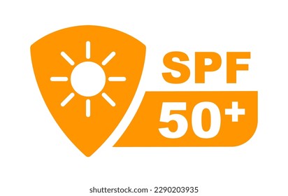 SPF 50 icon. UV protection. Sun protection for skin. UVA UVB protection. SPF icon for sunscreen or skin cosmetics packaging. Vector Illustration.