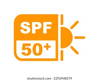 SPF 50 icon. UV protection. Sun protection for skin. UVA UVB protection. SPF icon for sunscreen or skin cosmetics packaging. Vector Illustration.