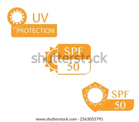 SPF 50 icon. UV protection. Sun protection for skin.  protection.