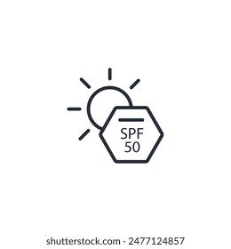 SPF 50 icon. vector.Editable stroke.linear style sign for use web design,logo.Symbol illustration.