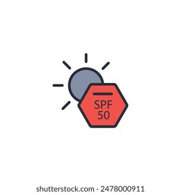 SPF 50 icon. vector.Editable stroke.linear style sign for use web design,logo.Symbol illustration.