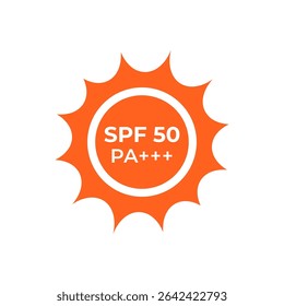 SPF 50 PA flat vector icon isolated on white background