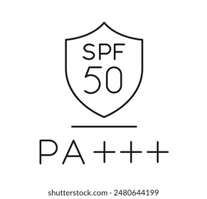 SPF 50 ( Sun Protection Factor ) - measuring UVB protection with PA+++ - Stock Icon as EPS 10 File