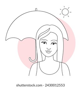 Spf cream sun protection. Uv protection solution, skin care product line vector illustration