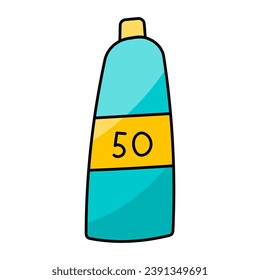 spf fifty summer sun protection cream lotion icon element vector illustration