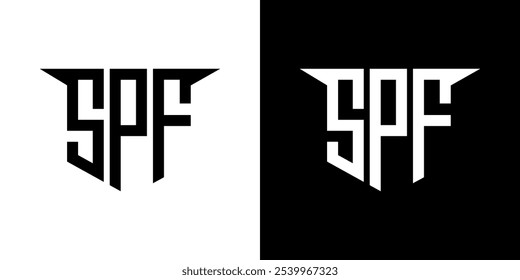 SPF letter logo design with white background in illustrator, vector logo modern alphabet font overlap style, calligraphy designs for logo, Poster, Invitation, etc.