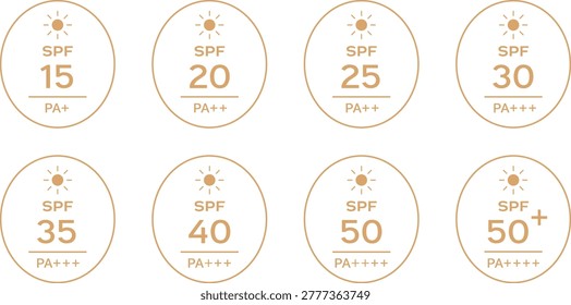 SPF Level UV Label Set Sunscreen Badge Icons Simple Design