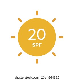 SPF line icon vector. 20 Sun protection symbols for sunblock or sunscreen products. For cosmetic packaging
