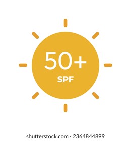 SPF line icon vector. 50 Sun protection symbols for sunblock or sunscreen products. For cosmetic packaging
