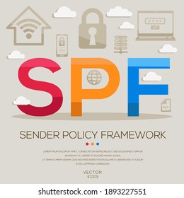 SPF mean (Sender Policy Framework) IT Security acronyms ,letters and icons ,Vector illustration.