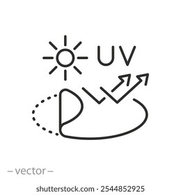 spf protect, tanning sticker icon, sun protection skin, uv layer, anti radiation film, line vector illustration