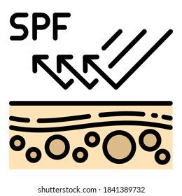 Spf protection icon. Outline spf protection vector icon for web design isolated on white background