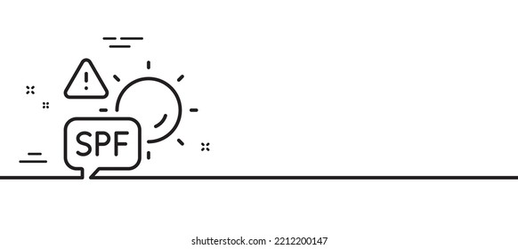 Spf protection line icon. Sun protect sign. Sunscreen effect symbol. Minimal line illustration background. Spf protection line icon pattern banner. White web template concept. Vector