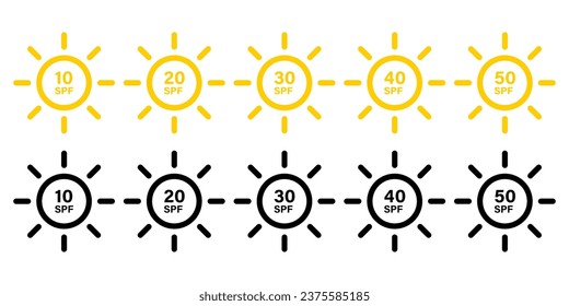 SPF sun icon symbol set
