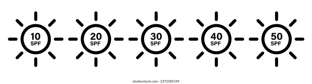 SPF sun icon symbol set