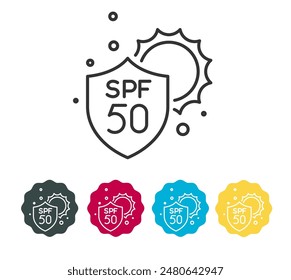 SPF ( Sun Protection Factor ) - measuring UVB protection - Stock Icon as EPS 10 File