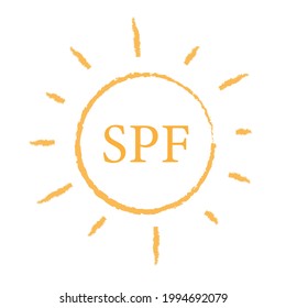 SPF Sun Protection Icon Design. UV Symbol. SPF Sun Sign. Ultra Violet Rays Radiation