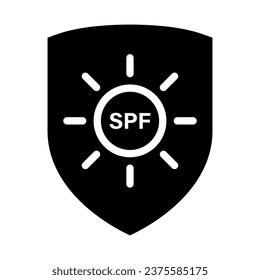SPF sun with shield icon symbol