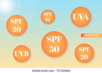 spf and uva, uvb protection. vector illustration