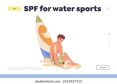 SPF for water sport concept for landing page design template offering best cosmetics product