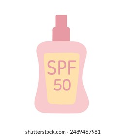 SPF.Natural cosmetic product in plastic packaging. Colored flat vector illustration on white background.
