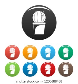 Sphera cactus pot icons set 9 color vector isolated on white for any design
