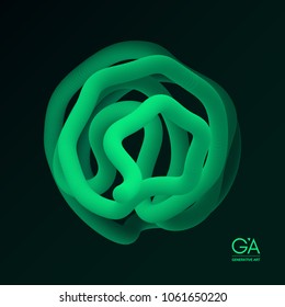 Sphere. 3D Abstract wavy illustration with dynamic effect.
