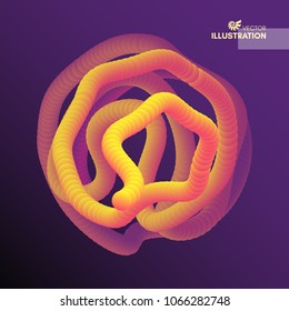 Sphere. 3D Abstract wavy illustration with dynamic effect.