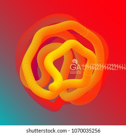 Sphere. 3D Abstract wavy illustration with dynamic effect.